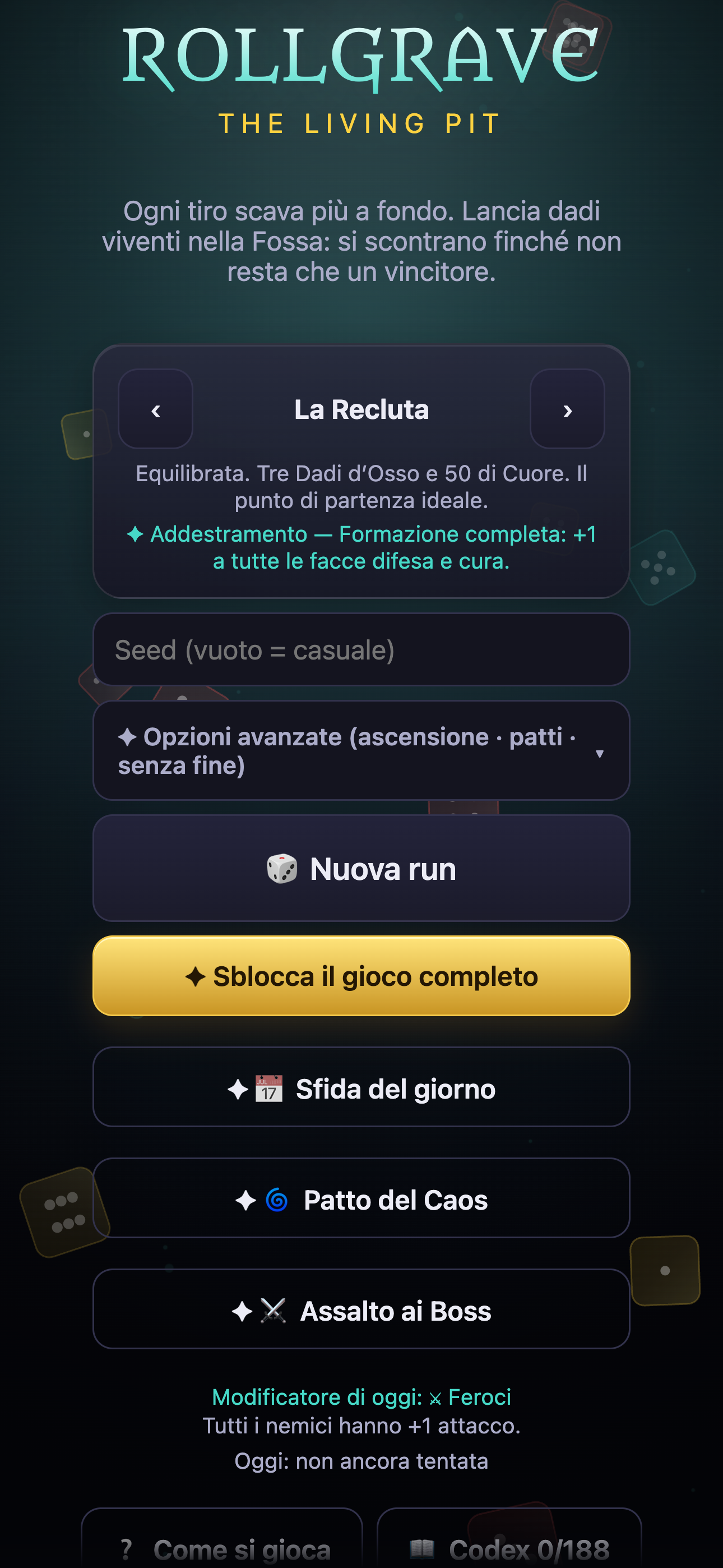 Selezione della Recluta e delle modalità di Rollgrave