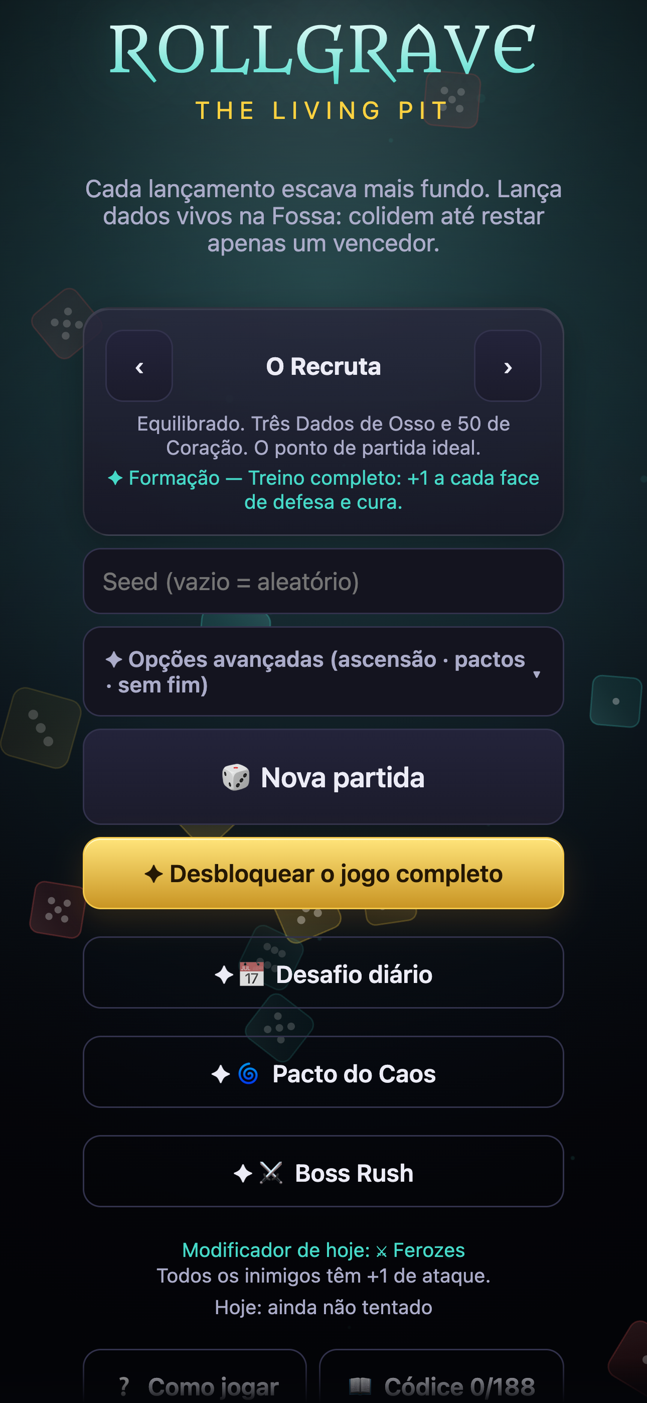 Seleção do Recruta e dos modos de Rollgrave